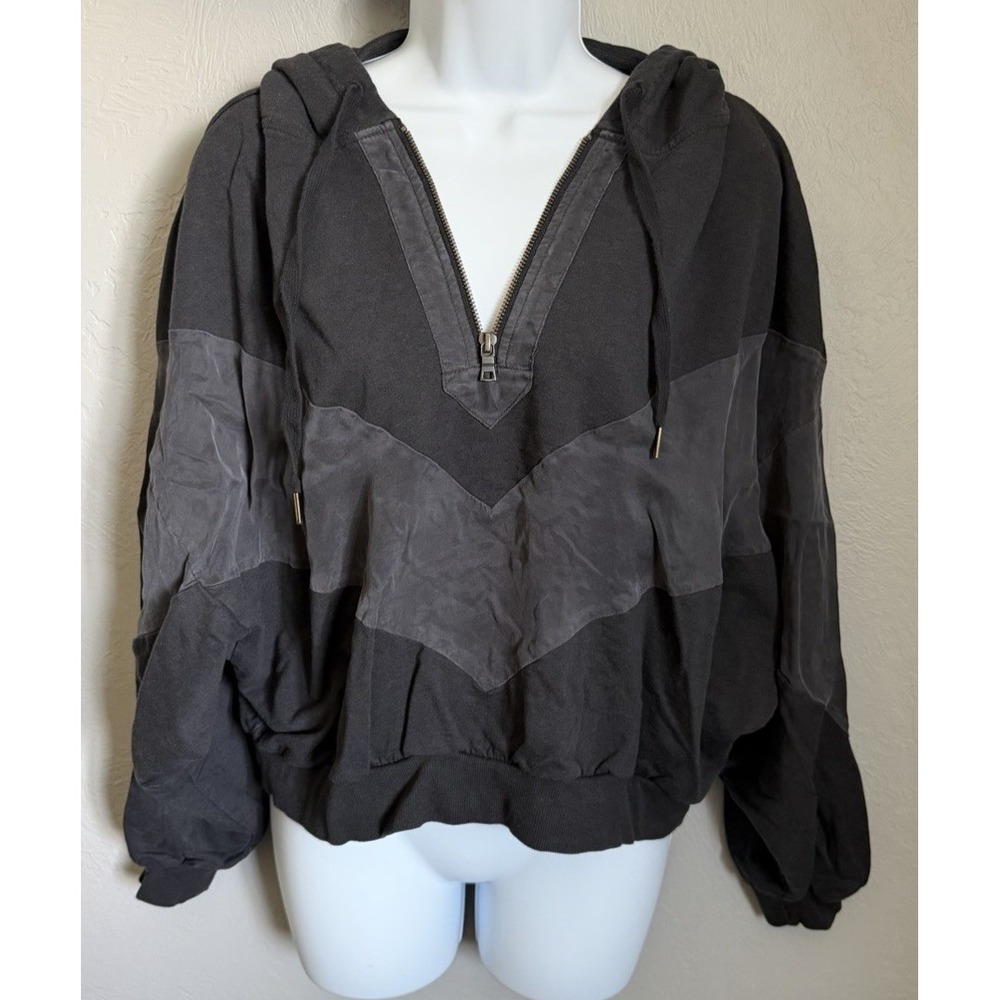 Victoria Secret Pink Jacket Womens Medium Black Hooded Jacket Pullover Crop
